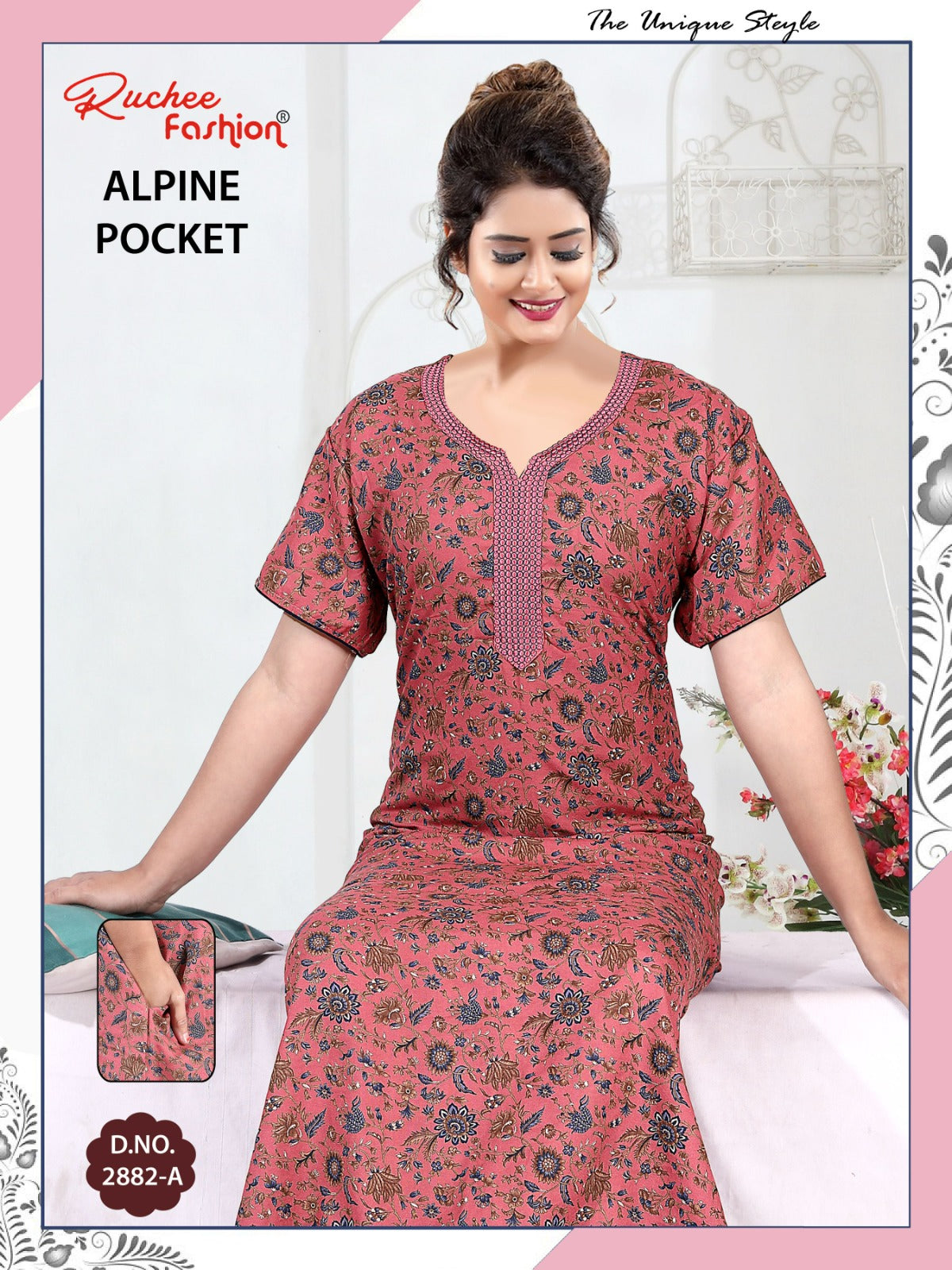 Alpine Pocket 2703 Ruchee Fashion Night Gowns Exporter Gujarat