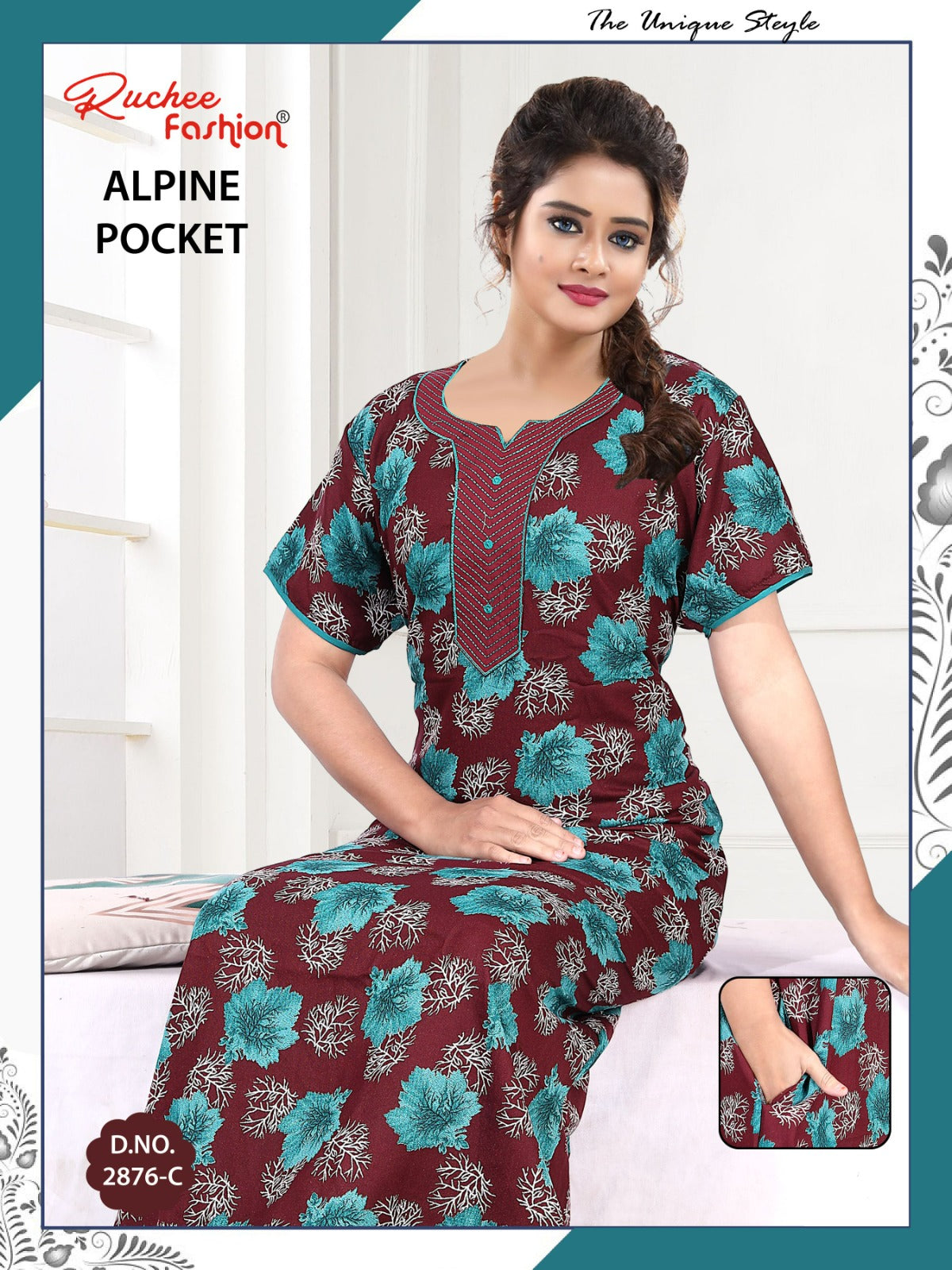 Alpine Pocket 2703 Ruchee Fashion Night Gowns Exporter Gujarat