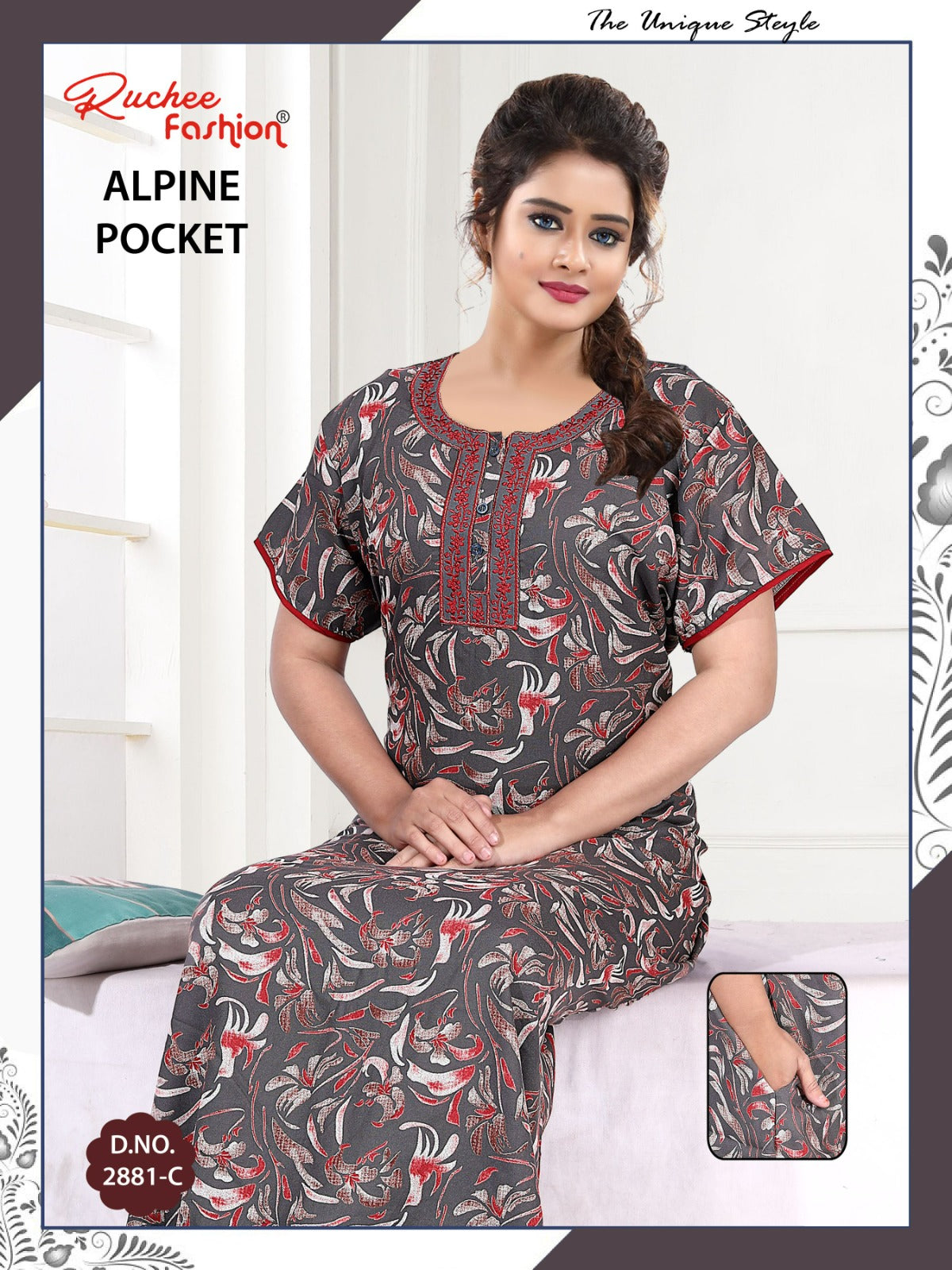 Alpine Pocket 2703 Ruchee Fashion Night Gowns Exporter Gujarat
