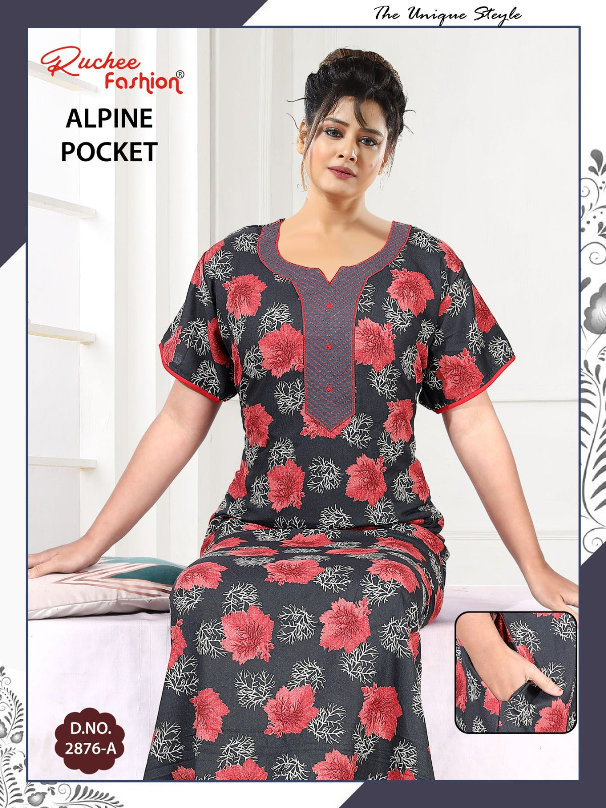 Alpine Pocket 2703 Ruchee Fashion Night Gowns Exporter Gujarat