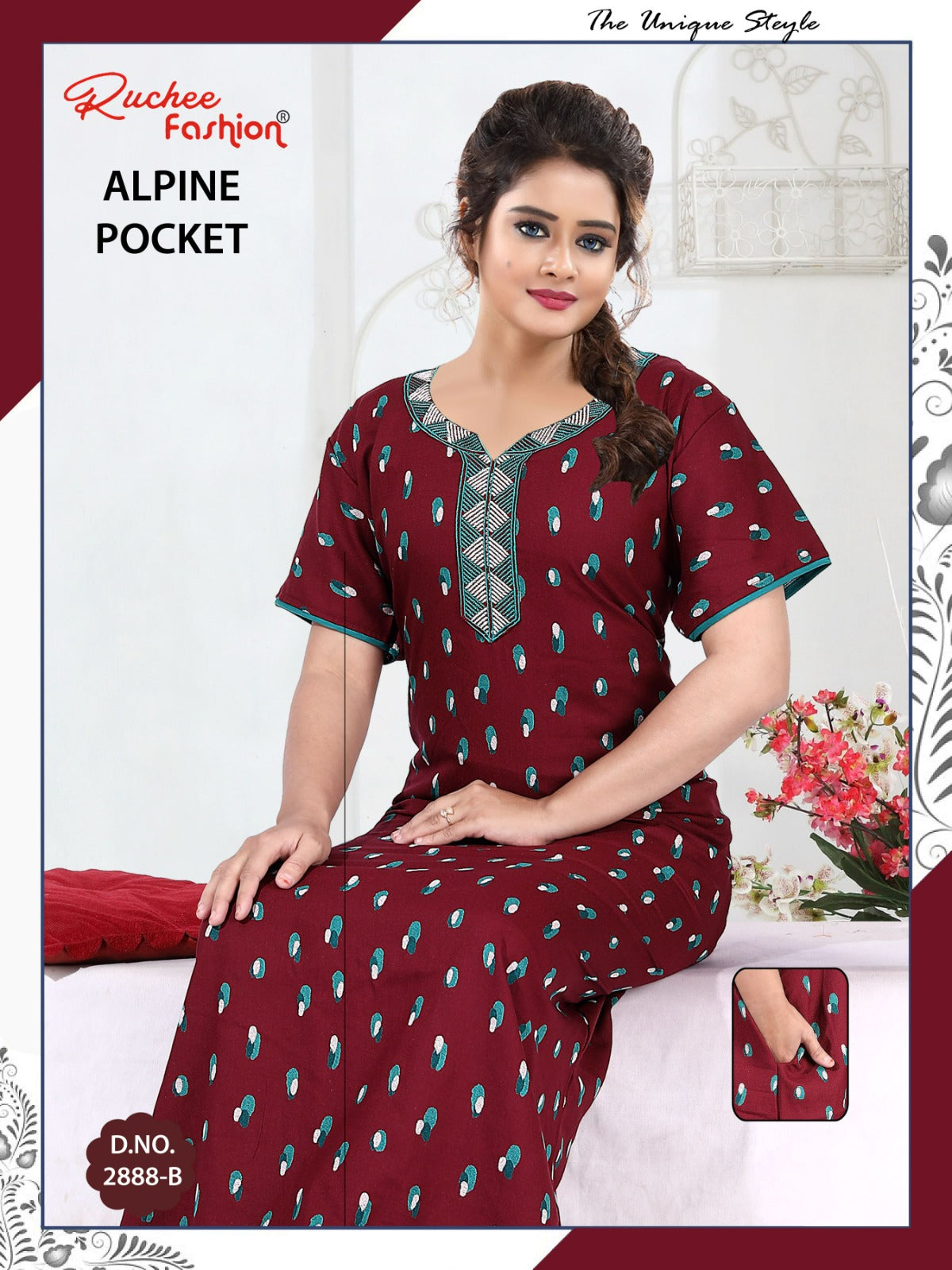 Alpine Pocket 2703 Ruchee Fashion Night Gowns Exporter Gujarat