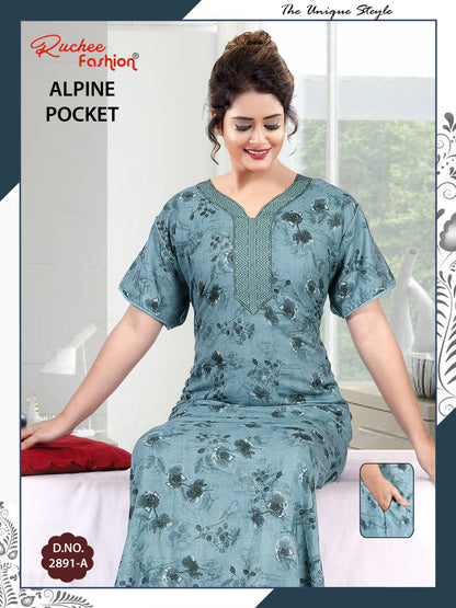 Alpine Pocket 2703 Ruchee Fashion Night Gowns Exporter Gujarat