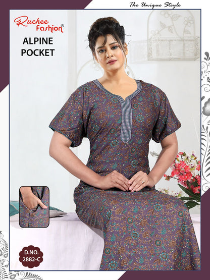 Alpine Pocket 2703 Ruchee Fashion Night Gowns Exporter Gujarat