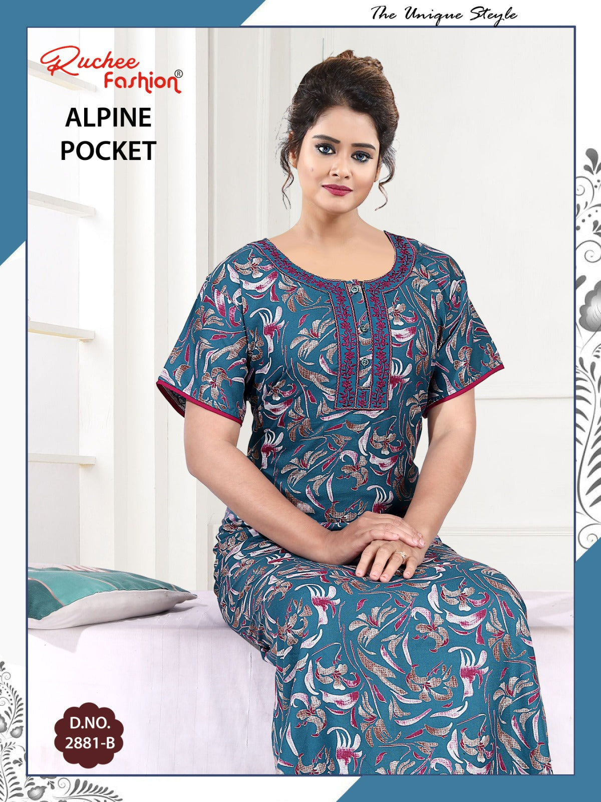 Alpine Pocket 2703 Ruchee Fashion Night Gowns Exporter Gujarat