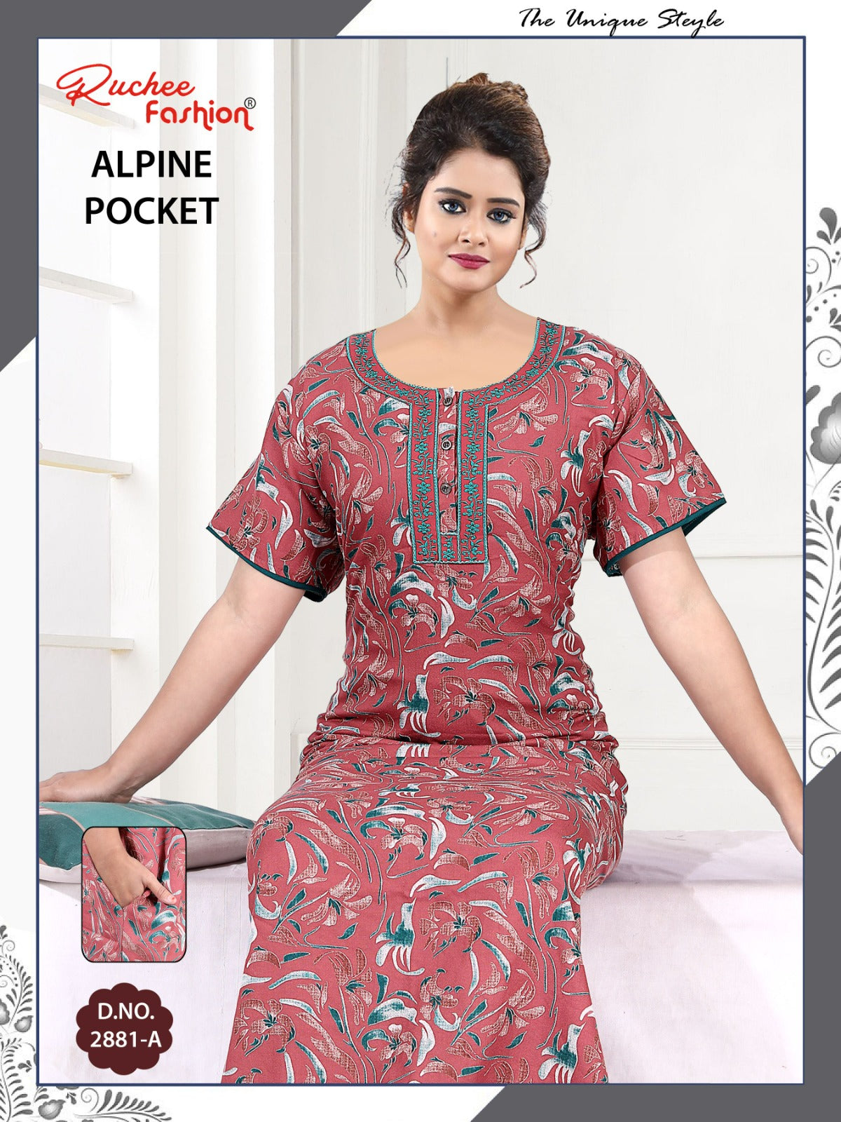 Alpine Pocket 2703 Ruchee Fashion Night Gowns Exporter Gujarat
