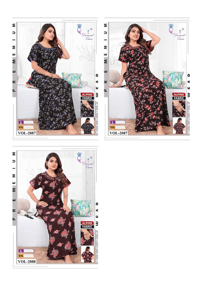 Alpine Pocket 280125 Diamond Queen Rayon Night Gowns Manufacturer Ahmedabad