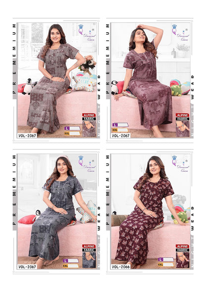Alpine Pocket 280125 Diamond Queen Rayon Night Gowns Manufacturer Ahmedabad