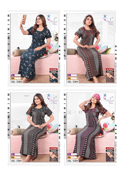 Alpine Pocket 280125 Diamond Queen Rayon Night Gowns Manufacturer Ahmedabad