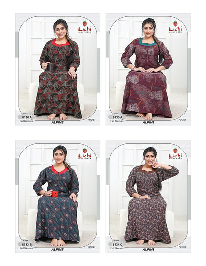 Alpine Pocket 2908 Lichi Night Gowns Wholesaler India