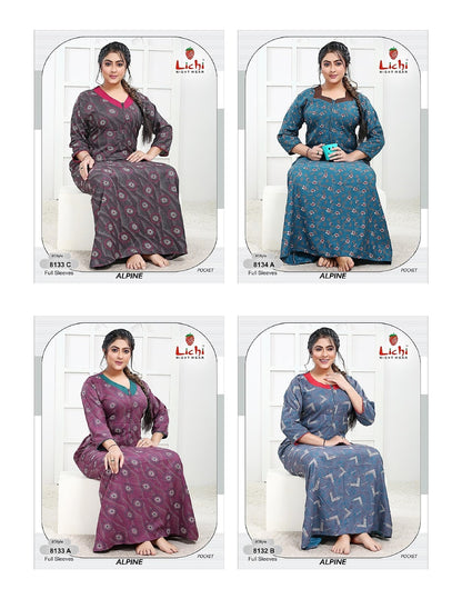 Alpine Pocket 2908 Lichi Night Gowns Wholesaler India