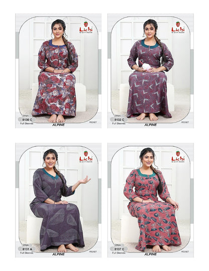Alpine Pocket 2908 Lichi Night Gowns Wholesaler India