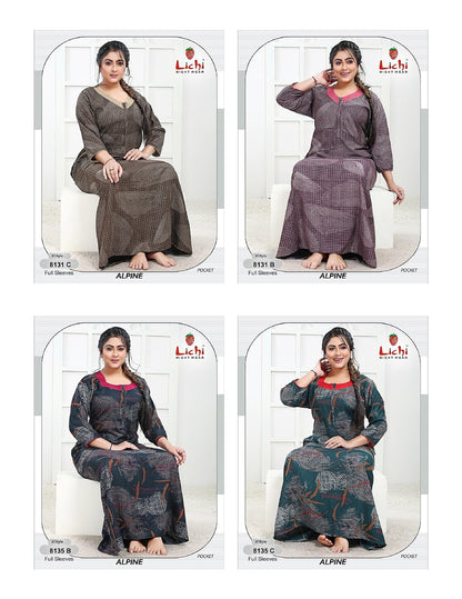 Alpine Pocket 2908 Lichi Night Gowns Wholesaler India