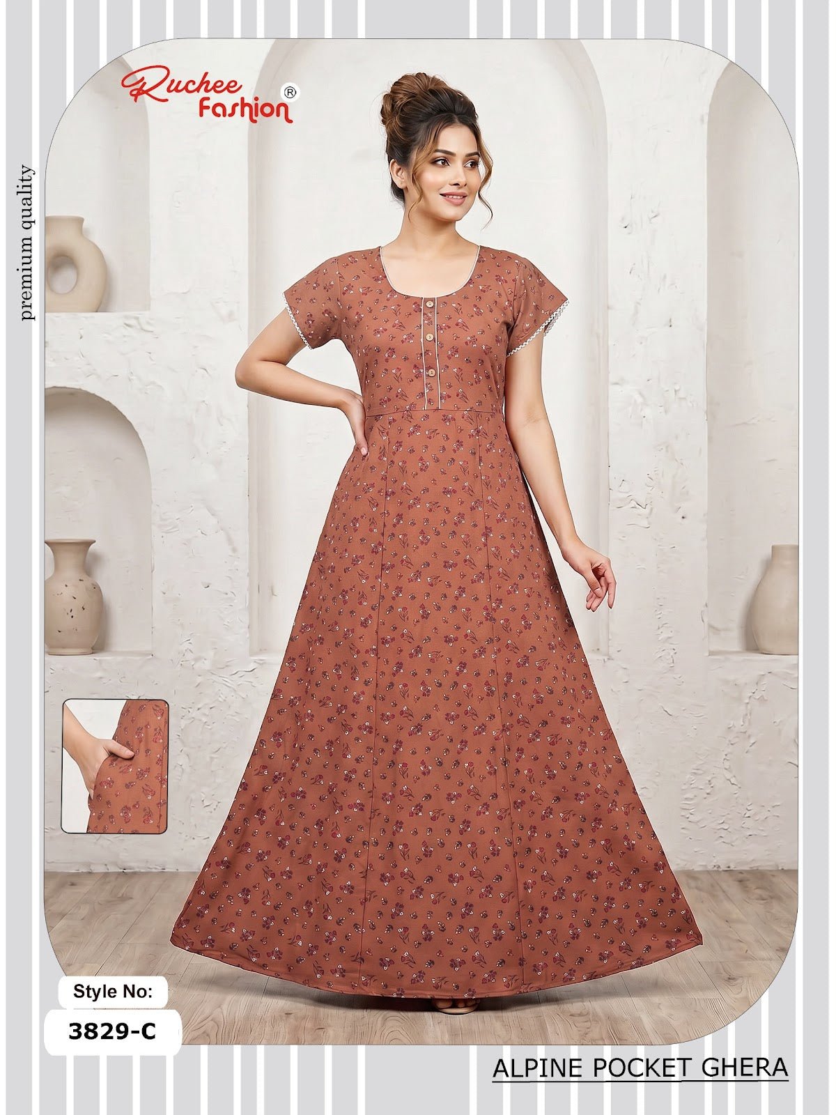 Alpine Pocket 3826-3835 Ruchee Fashion Night Gowns Exporter Ahmedabad
