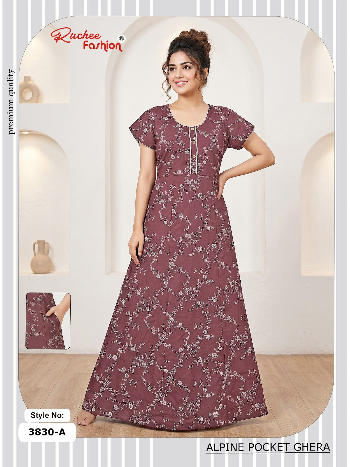 Alpine Pocket 3826-3835 Ruchee Fashion Night Gowns Exporter Ahmedabad