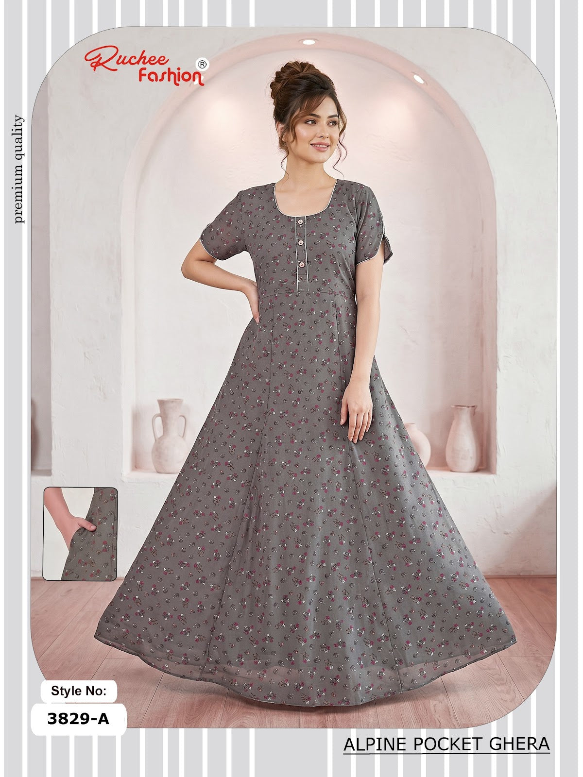 Alpine Pocket 3826-3835 Ruchee Fashion Night Gowns Exporter Ahmedabad