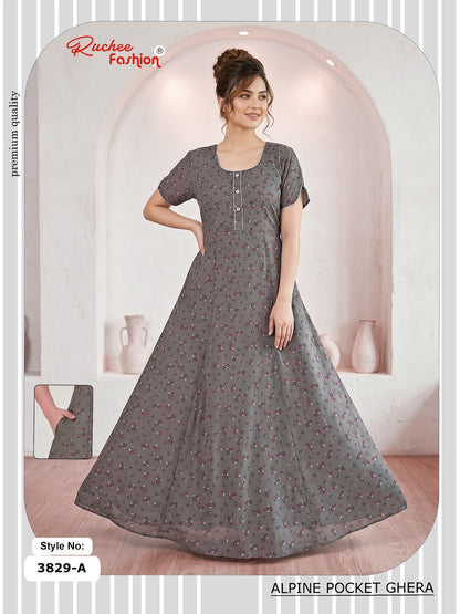 Alpine Pocket 3826-3835 Ruchee Fashion Night Gowns Exporter Ahmedabad
