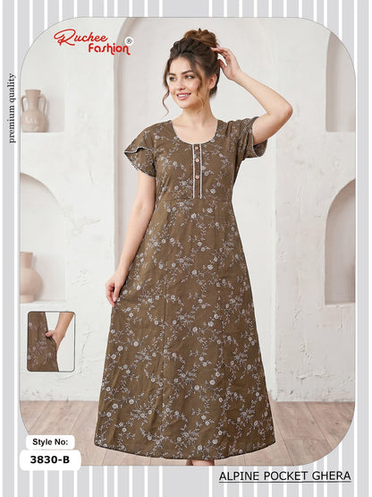 Alpine Pocket 3826-3835 Ruchee Fashion Night Gowns Exporter Ahmedabad