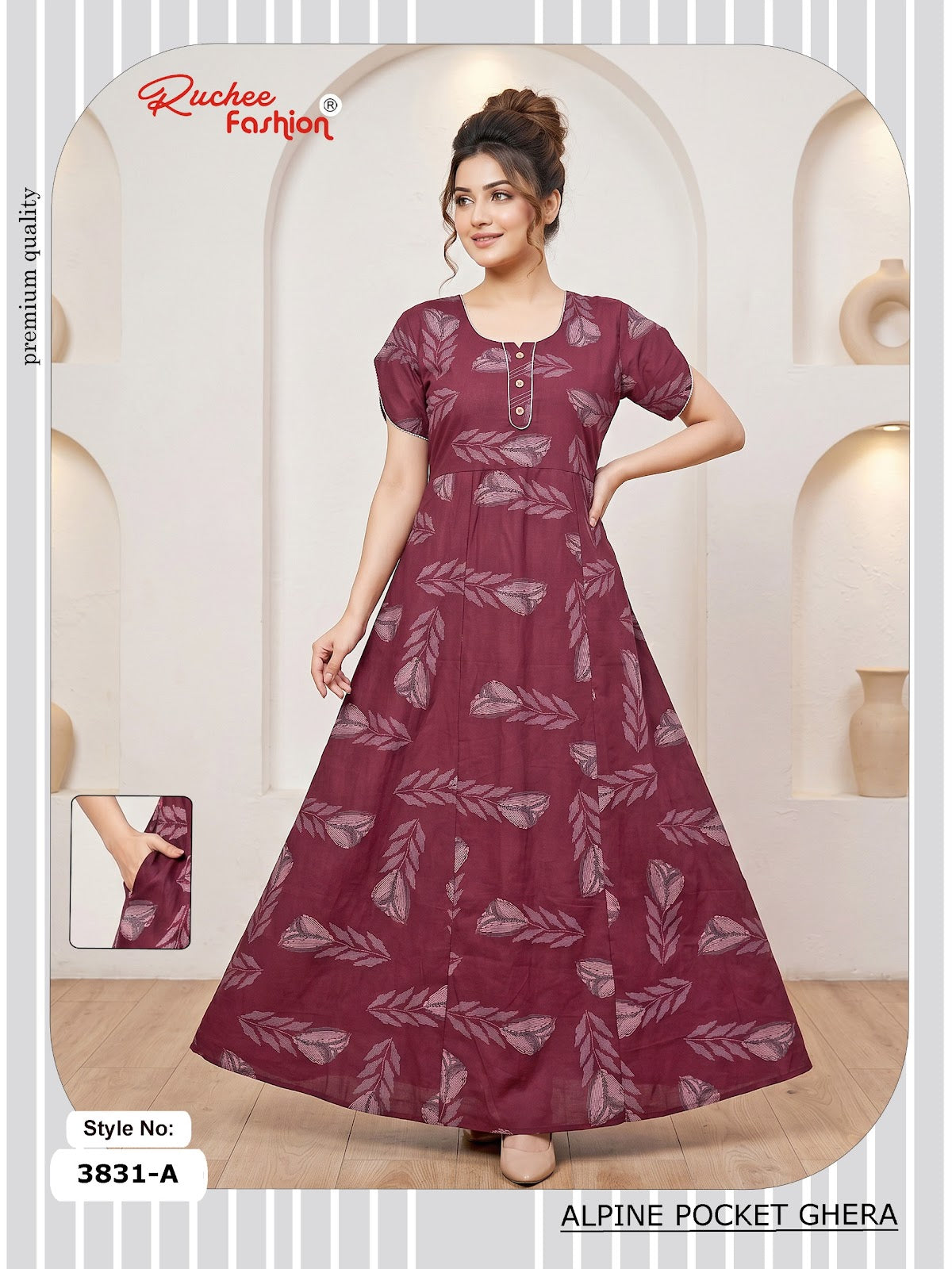 Alpine Pocket 3826-3835 Ruchee Fashion Night Gowns Exporter Ahmedabad