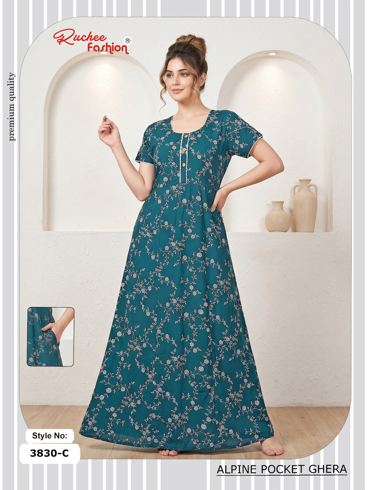 Alpine Pocket 3826-3835 Ruchee Fashion Night Gowns Exporter Ahmedabad