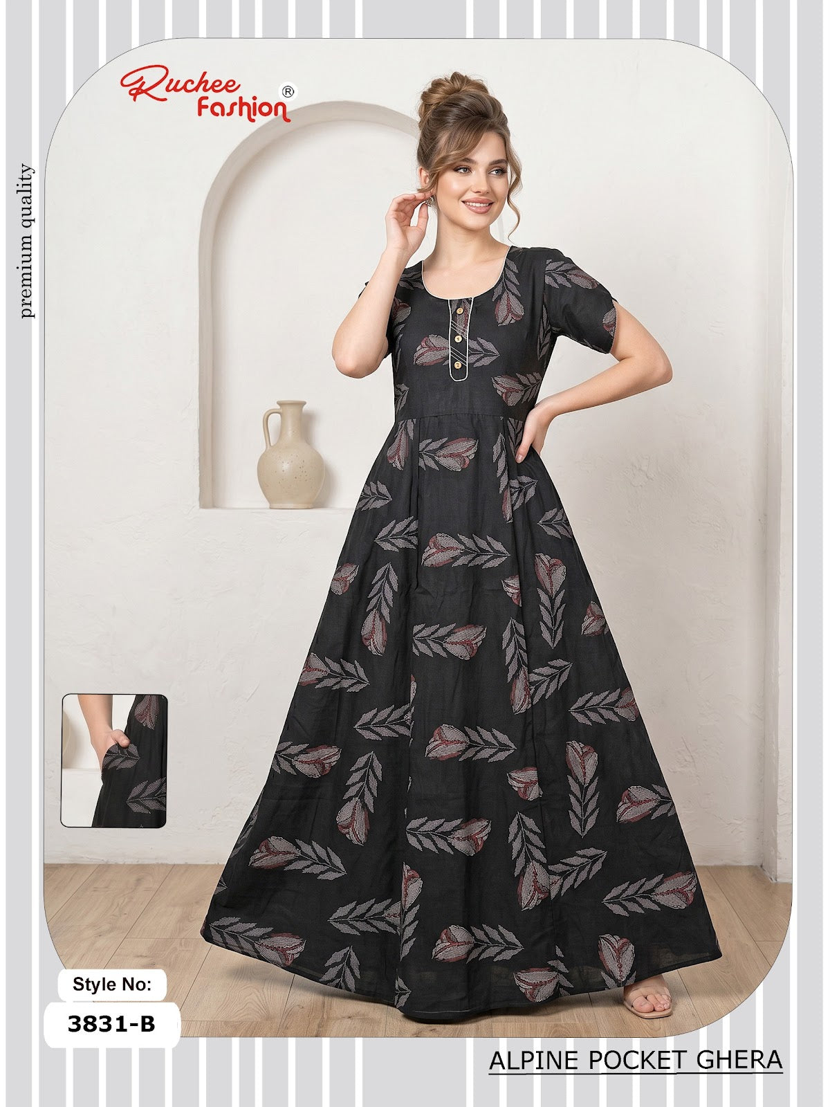 Alpine Pocket 3826-3835 Ruchee Fashion Night Gowns Exporter Ahmedabad