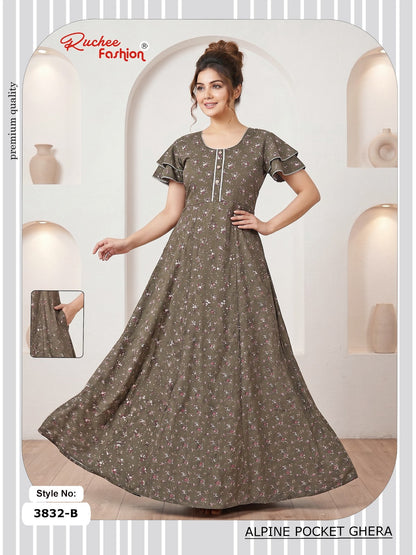 Alpine Pocket 3826-3835 Ruchee Fashion Night Gowns Exporter Ahmedabad