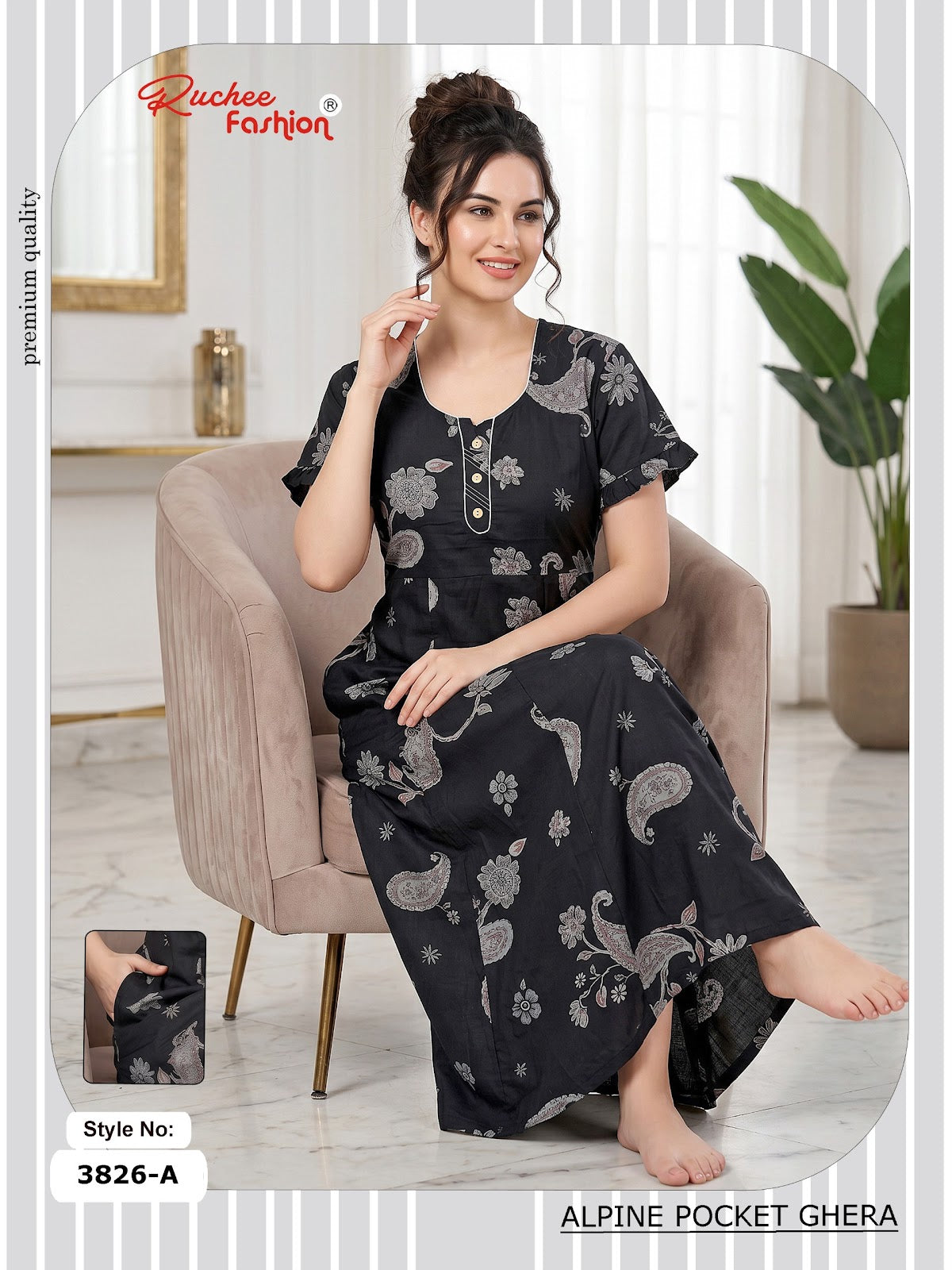Alpine Pocket 3826-3835 Ruchee Fashion Night Gowns Exporter Ahmedabad