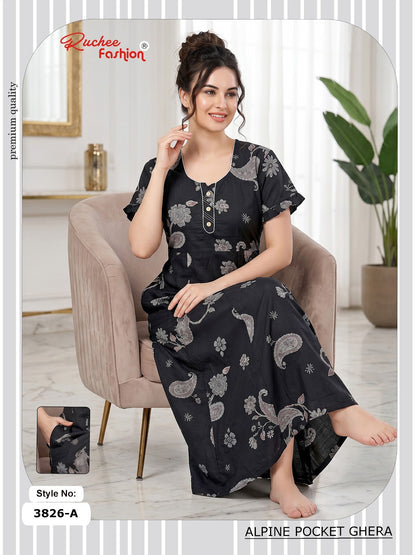 Alpine Pocket 3826-3835 Ruchee Fashion Night Gowns Exporter Ahmedabad