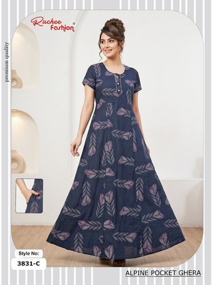 Alpine Pocket 3826-3835 Ruchee Fashion Night Gowns Exporter Ahmedabad