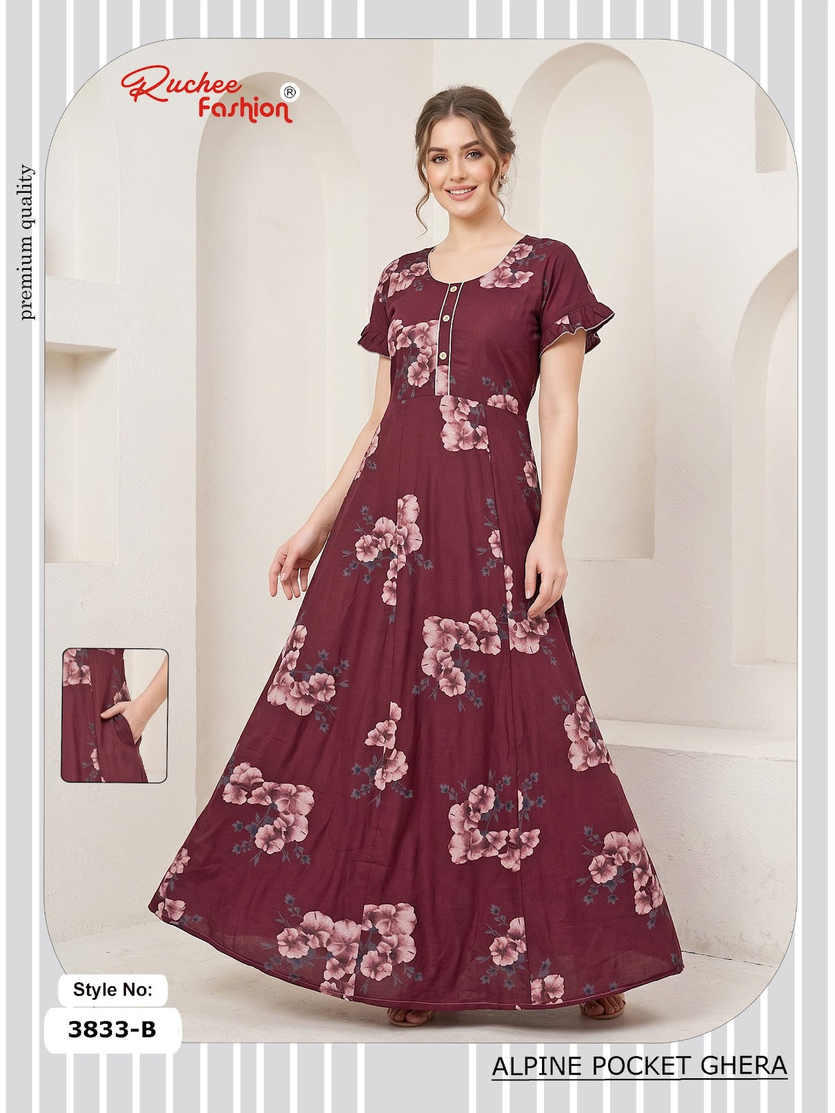 Alpine Pocket 3826-3835 Ruchee Fashion Night Gowns Exporter Ahmedabad