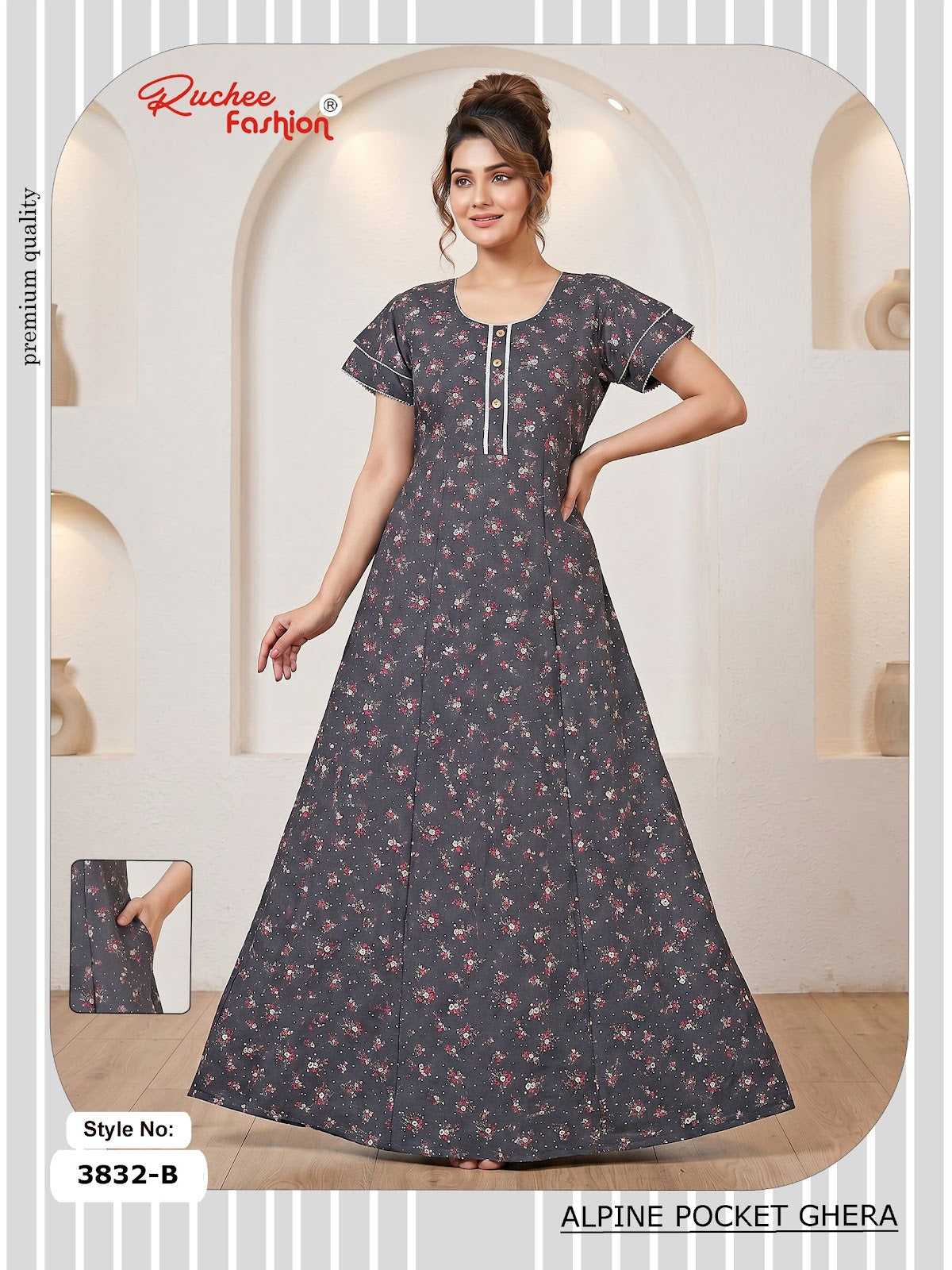 Alpine Pocket 3826-3835 Ruchee Fashion Night Gowns Exporter Ahmedabad