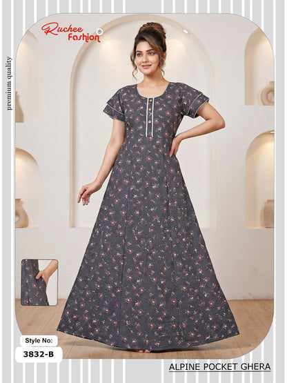Alpine Pocket 3826-3835 Ruchee Fashion Night Gowns Exporter Ahmedabad