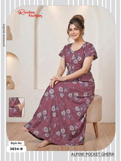 Alpine Pocket 3826-3835 Ruchee Fashion Night Gowns Exporter Ahmedabad