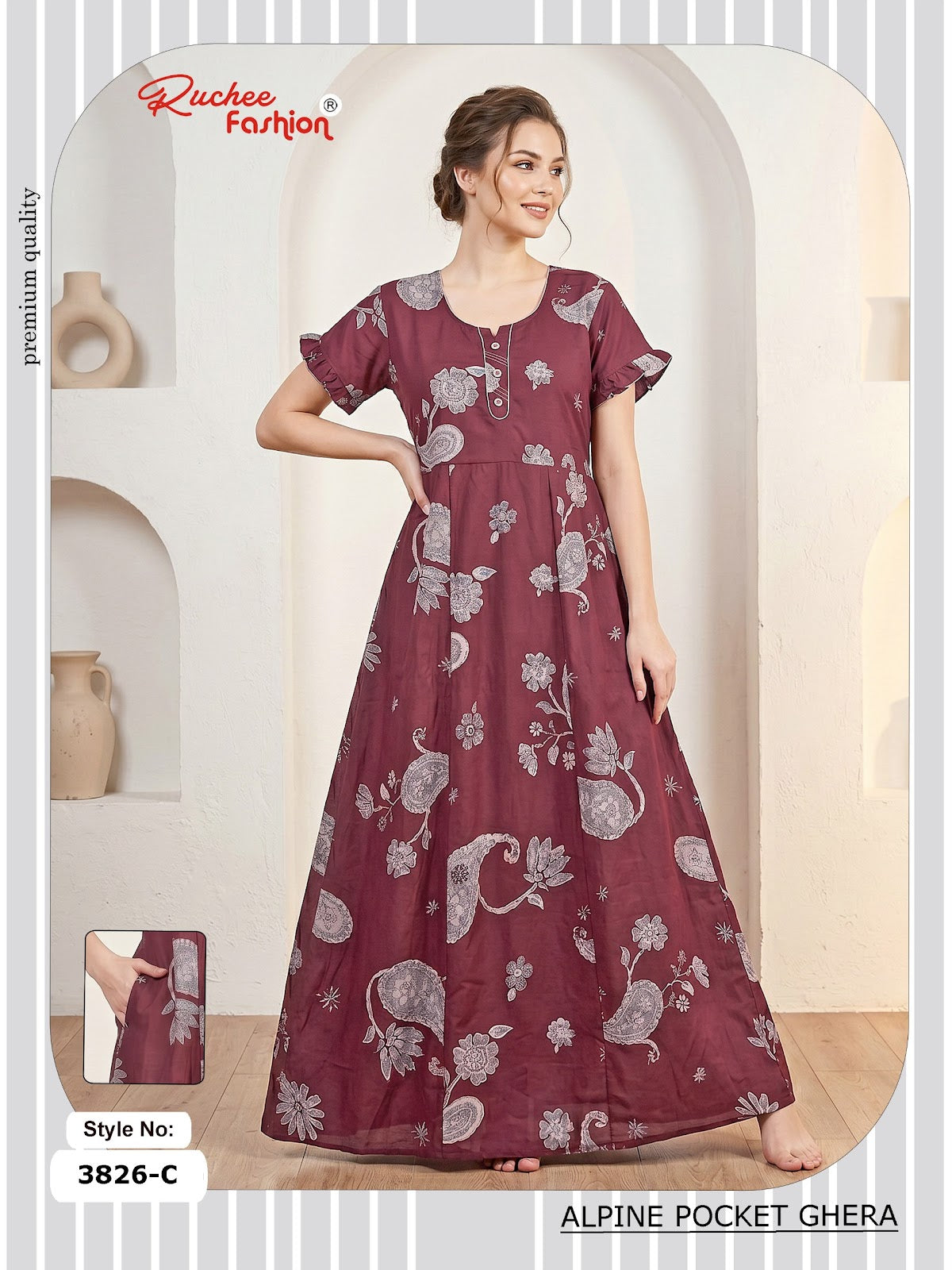 Alpine Pocket 3826-3835 Ruchee Fashion Night Gowns Exporter Ahmedabad