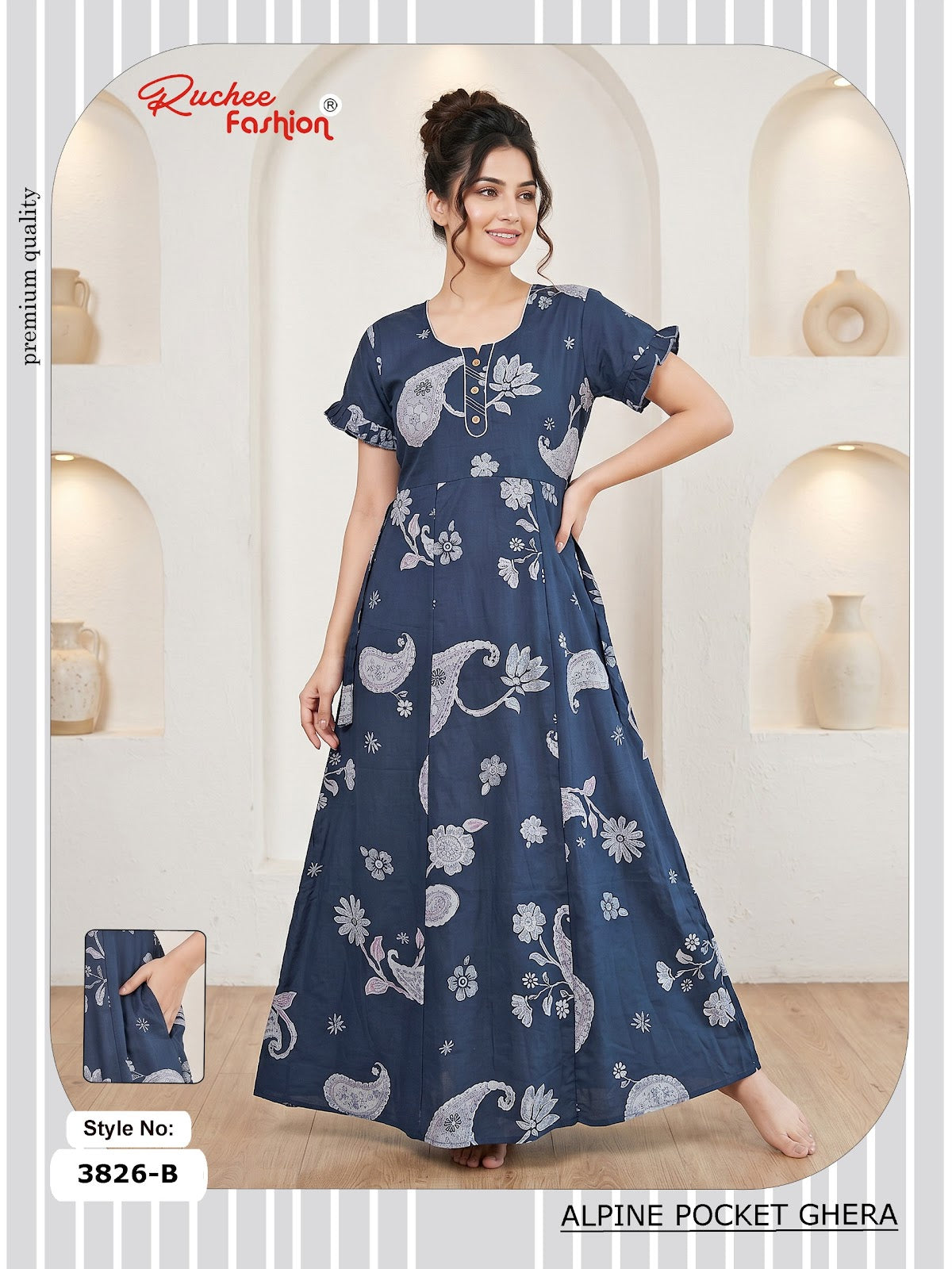 Alpine Pocket 3826-3835 Ruchee Fashion Night Gowns Exporter Ahmedabad