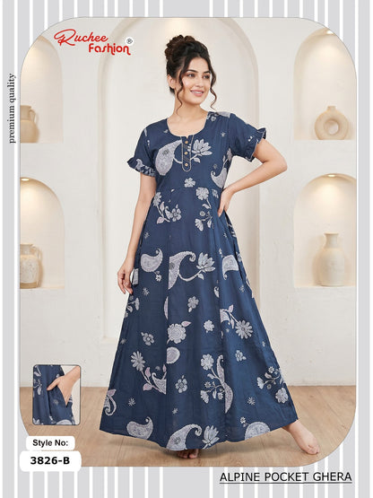 Alpine Pocket 3826-3835 Ruchee Fashion Night Gowns Exporter Ahmedabad