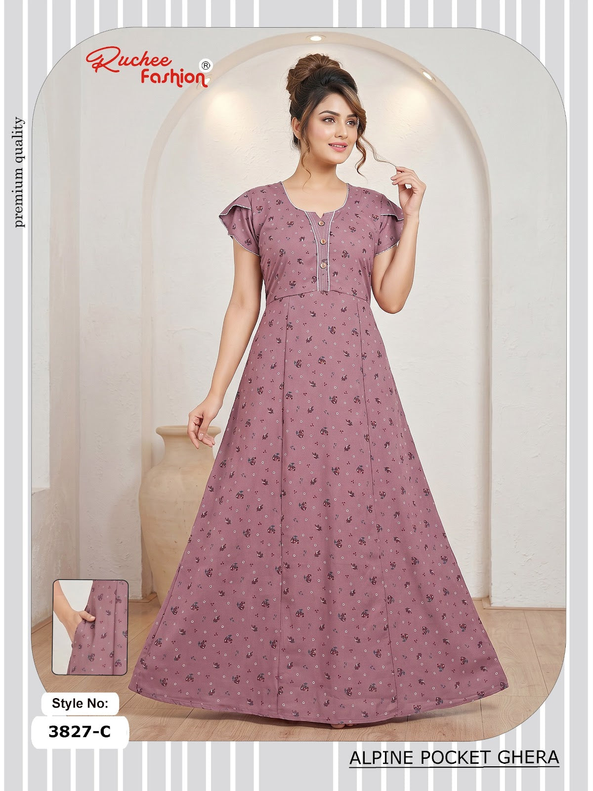 Alpine Pocket 3826-3835 Ruchee Fashion Night Gowns Exporter Ahmedabad