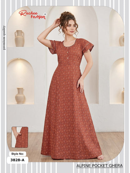 Alpine Pocket 3826-3835 Ruchee Fashion Night Gowns Exporter Ahmedabad