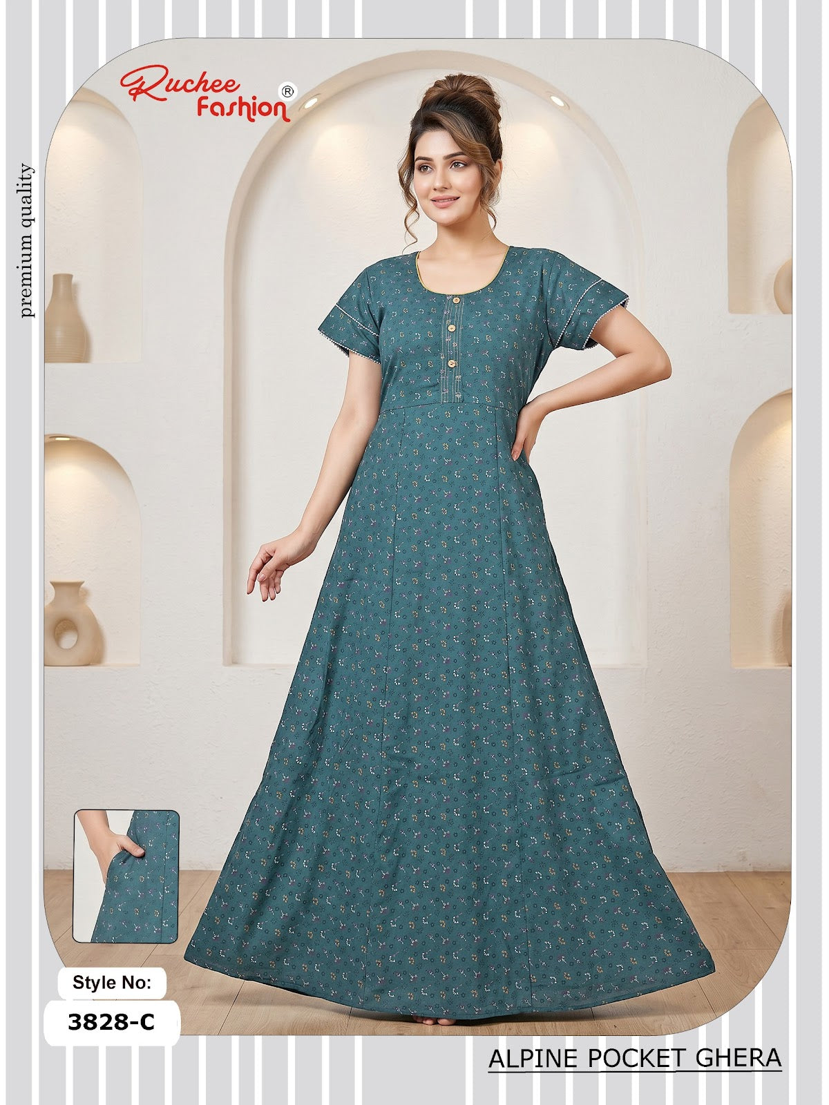 Alpine Pocket 3826-3835 Ruchee Fashion Night Gowns Exporter Ahmedabad