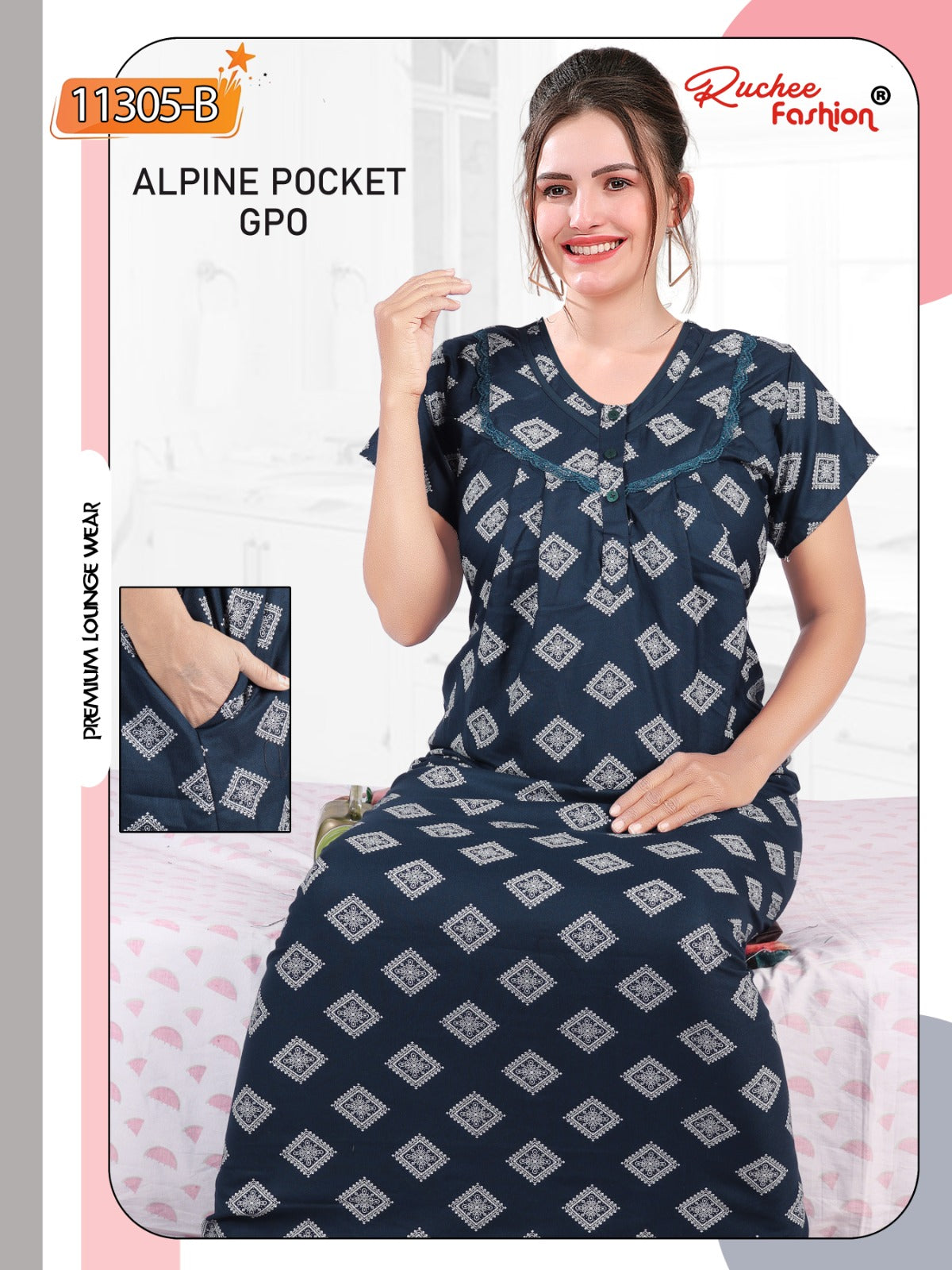 Alpine Pocket Gpo Ruchee Fashion Night Gowns Manufacturer Ahmedabad