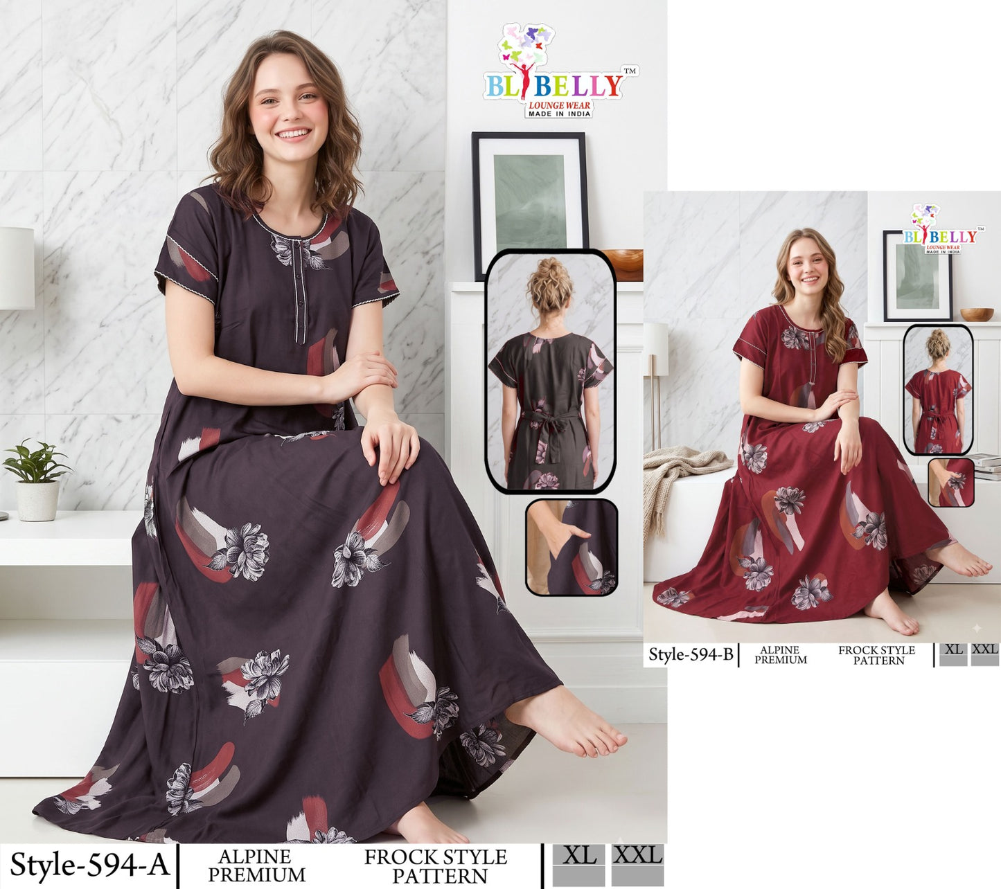 Alpine Premium 2908 Belly Night Gowns Exporter Gujarat