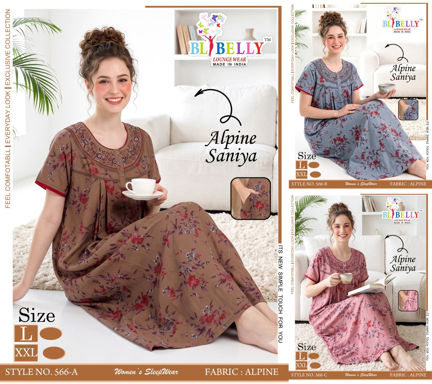 Alpine Saniya Belly Night Gowns Wholesaler Ahmedabad