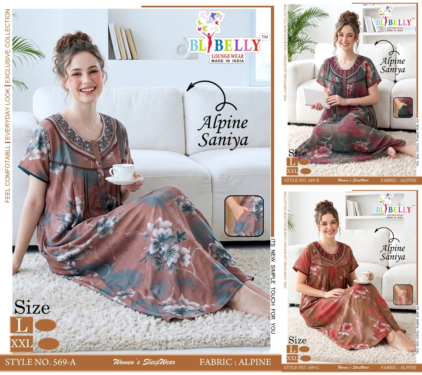 Alpine Saniya Belly Night Gowns Wholesaler Ahmedabad