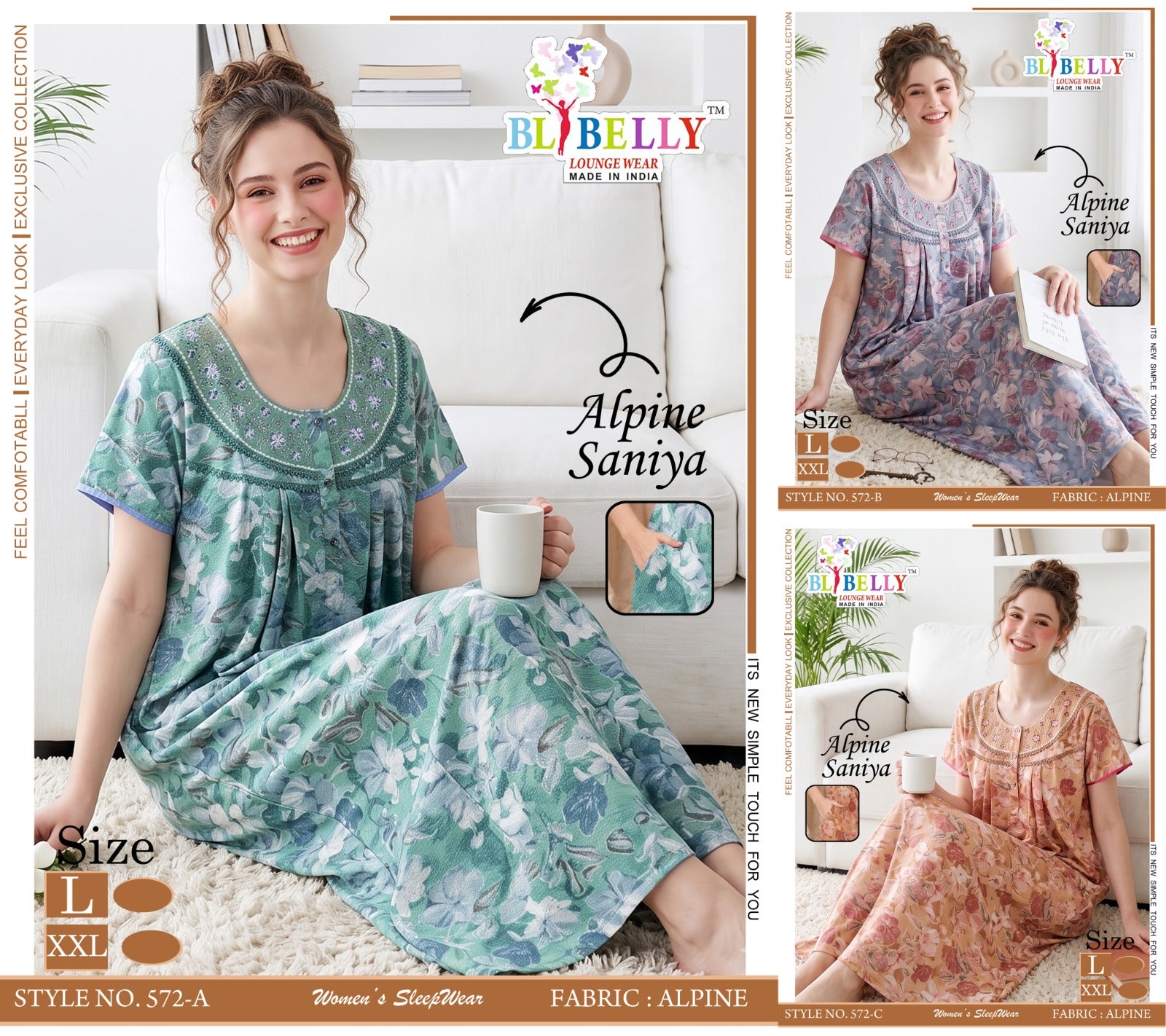 Alpine Saniya Belly Night Gowns Wholesaler Ahmedabad