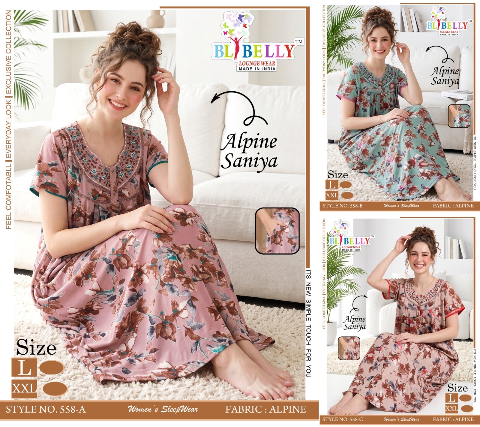 Alpine Saniya Belly Night Gowns Wholesaler Ahmedabad