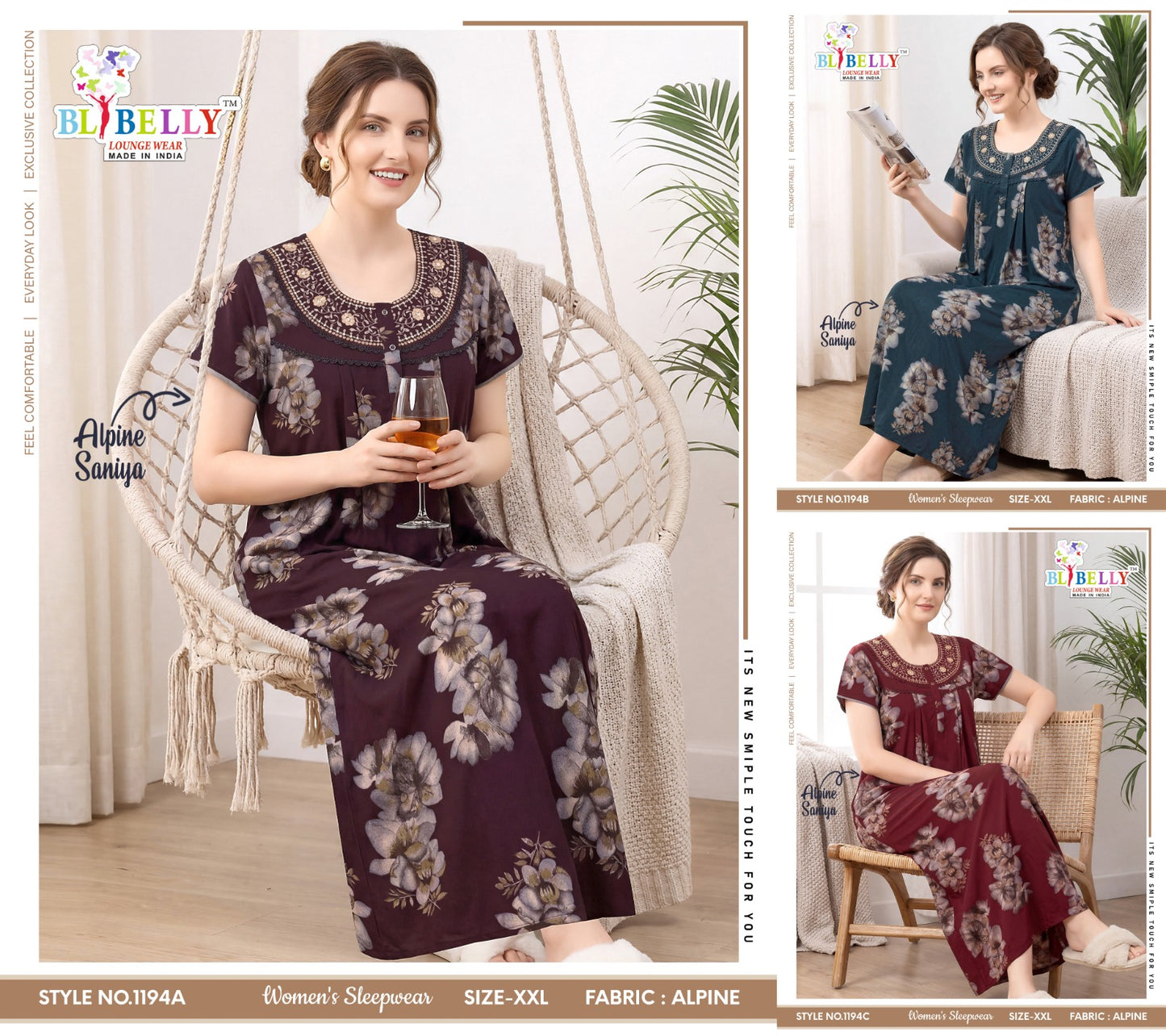 Alpine Saniya Belly Night Gowns Wholesaler Ahmedabad