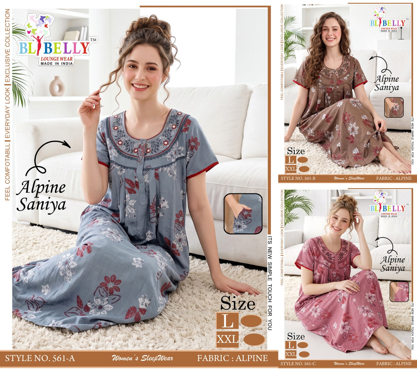 Alpine Saniya Belly Night Gowns Wholesaler Ahmedabad