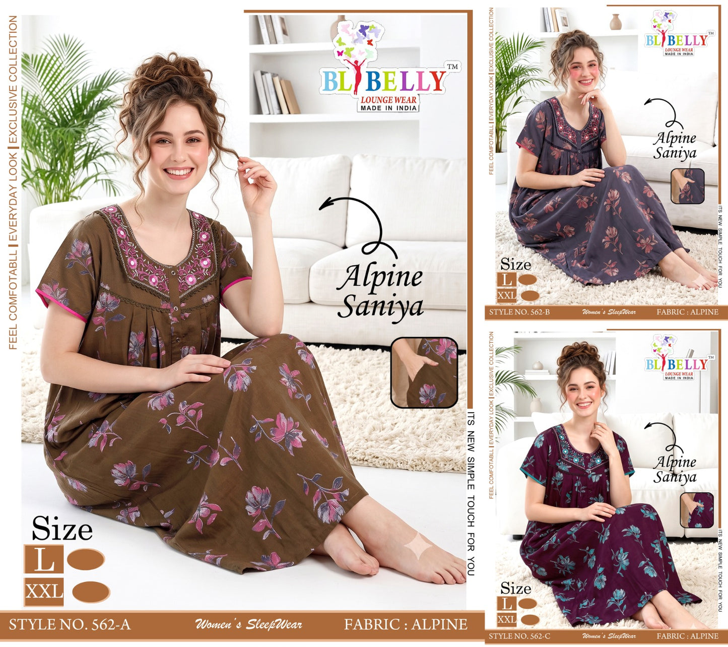 Alpine Saniya Belly Night Gowns Wholesaler Ahmedabad