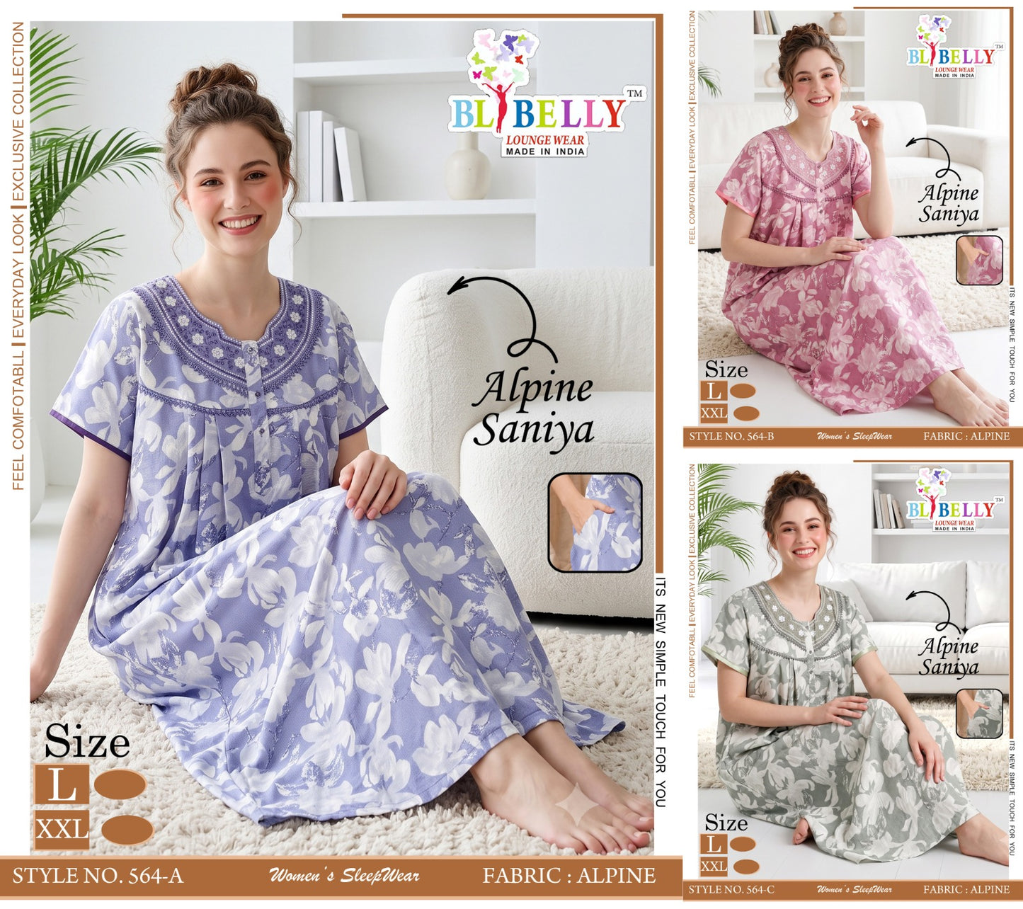 Alpine Saniya Belly Night Gowns Wholesaler Ahmedabad