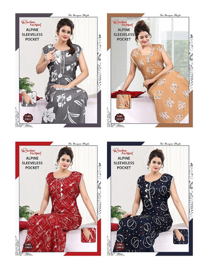 Alpine Sleeveless Ruchee Fashion Night Gowns Wholesale Price