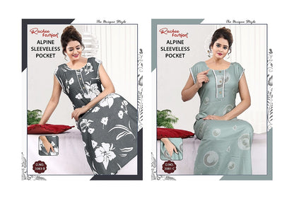 Alpine Sleeveless Ruchee Fashion Night Gowns Wholesale Price